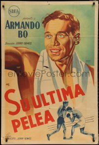 3p0189 SU ULTIMA PELEA Argentinean 1948 Santana art of boxer Armando Bo close up & fighting, rare!