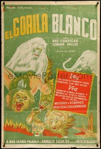 3p0190 WHITE GORILLA Argentinean 1945 artwork of wild savage African ape & other jungle animals!