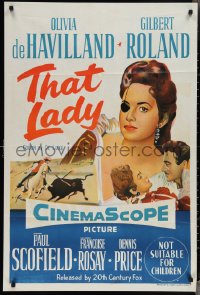 3p0476 THAT LADY Aust 1sh 1955 Terence Young, Roland & Olivia de Havilland w/ eyepatch, ultra rare!