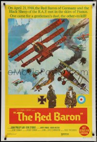 3p0477 VON RICHTHOFEN & BROWN Aust 1sh 1971 Roger Corman, art of WWI airplanes in dogfight, rare!