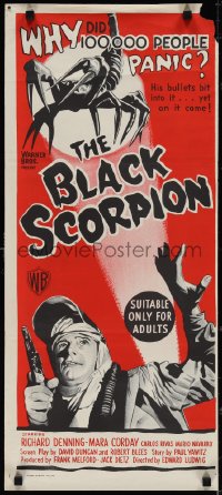 3p0490 BLACK SCORPION Aust daybill 1957 different art of monster & guy with gun, ultra rare!