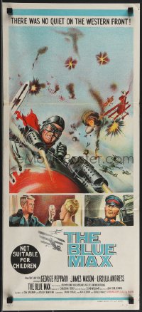 3p0491 BLUE MAX Aust daybill 1966 different art of WWI fighter pilot George Peppard in airplane!