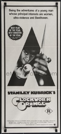 3p0508 CLOCKWORK ORANGE Aust daybill R1970s Stanley Kubrick classic, Castle art of Malcolm McDowell!