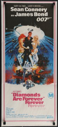 3p0516 DIAMONDS ARE FOREVER Aust daybill 1971 art of Connery as James Bond by Robert McGinnis!