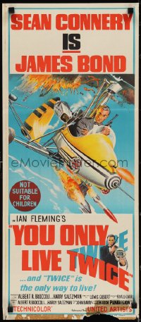 3p0616 YOU ONLY LIVE TWICE Aust daybill 1967 art of Sean Connery as James Bond in gyrocopter!