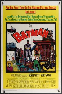 3p0647 BATMAN 1sh 1966 Adam West & Burt Ward, villains Meriwether, Romero, Meredith & Gorshin!