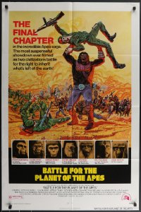 3p0648 BATTLE FOR THE PLANET OF THE APES 1sh 1973 Tanenbaum art of war between apes & humans!