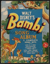 3p0283 BAMBI Australian song album 1942 with 5 complete song hits from the Disney movie, very rare!