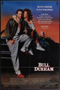 3p0668 BULL DURHAM int'l 1sh 1988 great image of baseball player Kevin Costner & sexy Susan Sarandon