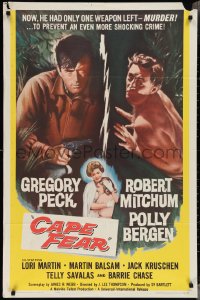 3p0670 CAPE FEAR 1sh 1962 Gregory Peck, Robert Mitchum, Polly Bergen, classic film noir!