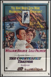 3p0679 COUNTERFEIT TRAITOR 1sh 1962 art of William Holden & Lilli Palmer by Howard Terpning!