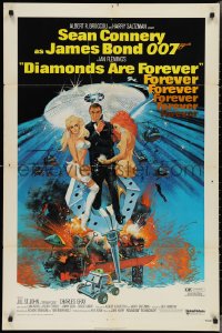 3p0692 DIAMONDS ARE FOREVER 1sh 1971 art of Sean Connery as James Bond 007 by Robert McGinnis!