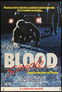 3p0224 BLOOD SIMPLE advance English 40x60 1985 Joel & Ethan Coen, cool different film noir image!