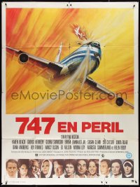 3p0106 AIRPORT 1975 French 1p 1974 Charlton Heston, Karen Black & cast + aviation accident art!