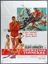 3p0127 THUNDERBALL French 1p R1980s art of Sean Connery as James Bond 007 by McGinnis and McCarthy!