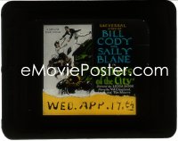 3p1676 WOLVES OF THE CITY glass slide 1929 Bill Cody & Sally Blane falling by car & horse, rare!