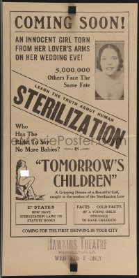 3p1598 TOMORROW'S CHILDREN herald R1930s beautiful welfare girl facing human sterilization!