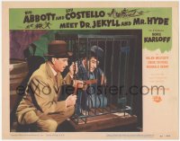 3p1105 ABBOTT & COSTELLO MEET DR. JEKYLL & MR. HYDE LC #2 1953 Bud tries to break lock on Lou's cage!