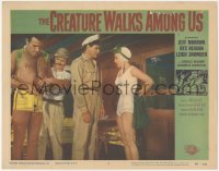 3p1150 CREATURE WALKS AMONG US LC #3 1956 beautiful Leigh Snowden in scuba suit with three men!