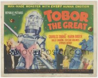 3p1093 TOBOR THE GREAT TC 1954 man-made funky robot with every human emotion holding sexy girl!