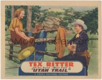 3p1354 UTAH TRAIL LC 1938 Tex Ritter plays guitar for pretty Adele Pierce sitting on fence, rare!