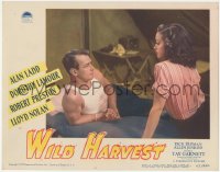 3p1363 WILD HARVEST LC #5 1947 Alan Ladd in tanktop & sexy Dorothy Lamour on bed in his tent!