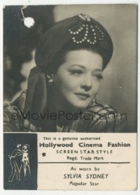 3p1692 SYLVIA SIDNEY 2.5x3.25 English hat tag 1930s Hollywood Cinema Fashion as worn by her!