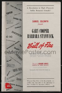 3p0056 BALL OF FIRE pressbook 1941 Gary Cooper & sexy Barbara Stanwyck, Howard Hawks, very rare!