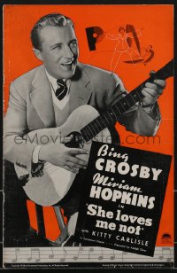 3p0090 SHE LOVES ME NOT pressbook 1934 Bing Crosby, Miriam Hopkins, Kitty Carlisle, very rare!