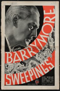 3p0094 SWEEPINGS pressbook 1933 Chicago businessman Lionel Barrymore, great RKO deco art, very rare!