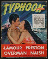 3p0098 TYPHOON pressbook 1940 South Seas beauty Dorothy Lamour & Robert Preston, very rare!