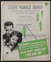 3p0103 YOU & ME pressbook 1938 Fritz Lang romantic comedy starring Sylvia Sidney & George Raft!