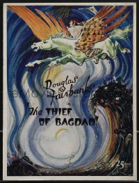 3p0271 THIEF OF BAGDAD souvenir program book 1924 colorful art of Douglas Fairbanks on pegasus!