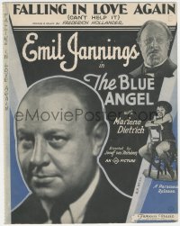 3p0214 BLUE ANGEL sheet music 1930 Emil Jannings & sexy Marlene Dietrich, Falling In Love Again!