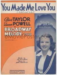 3p0215 BROADWAY MELODY OF 1938 sheet music 1937 pre-Wizard of Oz Judy Garland, You Made Me Love You!