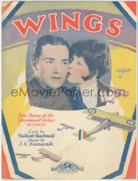 3p0222 WINGS sheet music 1927 William Wellman Best Picture, Clara Bow & Buddy Rogers, the title song!
