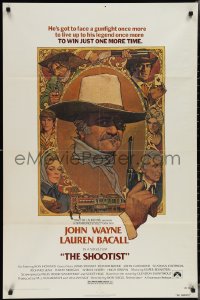 3p0910 SHOOTIST 1sh 1976 best Richard Amsel artwork of aging gunfighter John Wayne & cast!