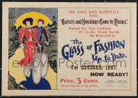 3p0019 GLASS OF FASHION UP TO DATE linen 12x17 English advertising poster 1897 garters & stockings!