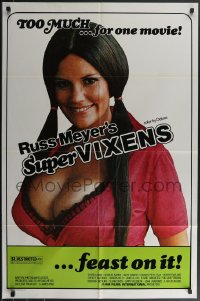 3p0947 SUPER VIXENS 1sh 1975 Russ Meyer, super sexy Shari Eubank is TOO MUCH for one movie, R-rated