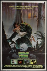 3p0949 SWAMP THING NSS style 1sh 1982 Wes Craven, Hescox art of him holding sexy Adrienne Barbeau!