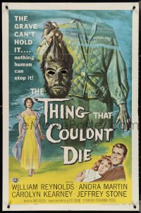 3p0956 THING THAT COULDN'T DIE 1sh 1958 great artwork of monster holding its own severed head!