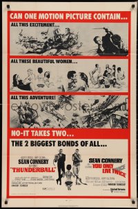 3p0960 THUNDERBALL/YOU ONLY LIVE TWICE 1sh 1971 Sean Connery's two biggest James Bonds of all!