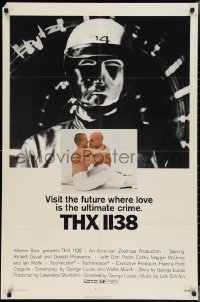 3p0961 THX 1138 1sh 1971 first George Lucas, Robert Duvall, different sexy inset image!