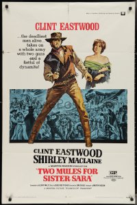 3p0968 TWO MULES FOR SISTER SARA 1sh 1970 art of gunslinger Clint Eastwood & Shirley MacLaine!