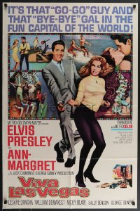 3p0975 VIVA LAS VEGAS 1sh 1964 go-go guy Elvis Presley & sexy bye-bye gal Ann-Margret!