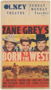 3p0207 BORN TO THE WEST mini WC 1937 John Wayne, Marsha Hunt, Johnny Mack Brown, Zane Grey, rare!