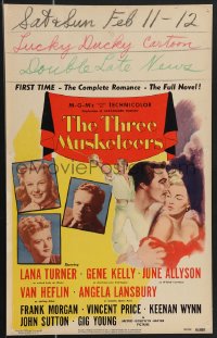 3p0052 THREE MUSKETEERS WC 1948 Lana Turner, Gene Kelly, June Allyson, Angela Lansbury, very rare!