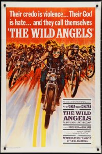 3p0981 WILD ANGELS 1sh 1966 classic art of biker Peter Fonda & sexy Nancy Sinatra on motorcycle!