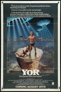 3p0987 YOR, THE HUNTER FROM THE FUTURE advance 1sh 1982 Margheriti's Il mondo di Yor, cool sci-fi art