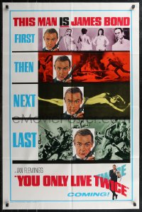 3p0988 YOU ONLY LIVE TWICE teaser 1sh 1967 great multiple images, First, Then, Next, Last!